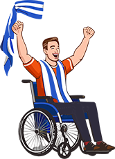 Generic AI generated Wigan Athletic supporter in wheel chair